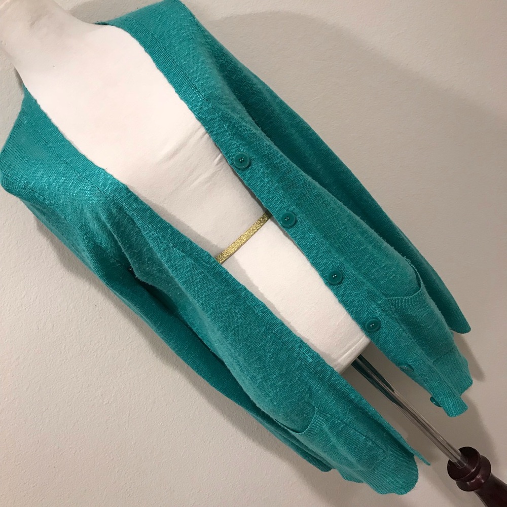 TJ MaXx Turquoise Teal Longline Cardigan